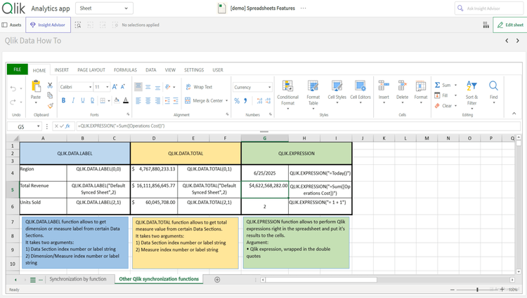Qlik Sense における Excel のようなスプレッドシート機能